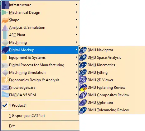 CATIA V5 Modules list