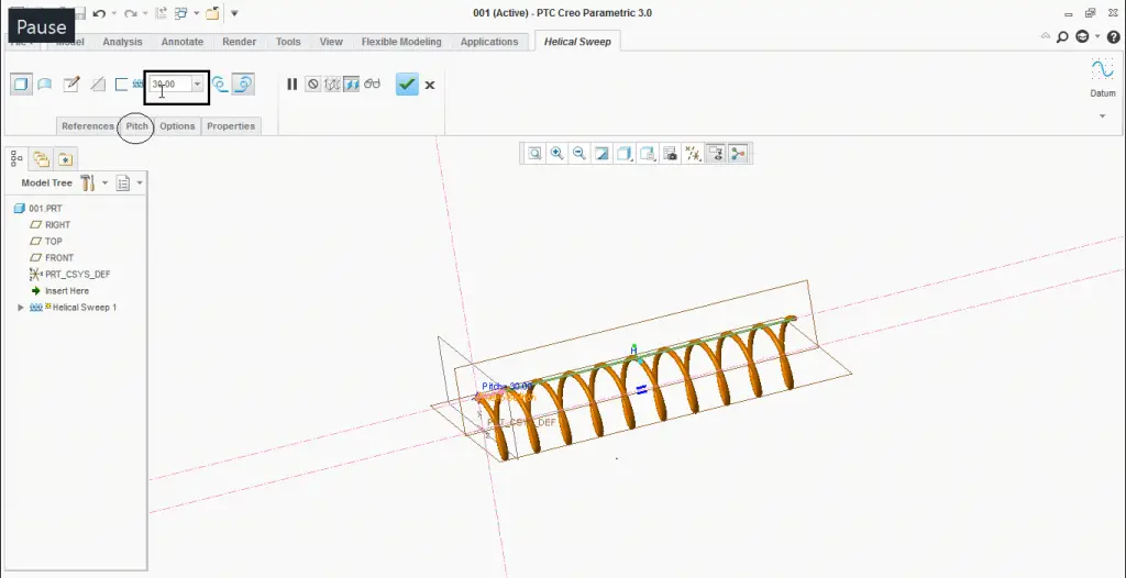 Helical Sweep in Creo 3.0 ExtruDesign