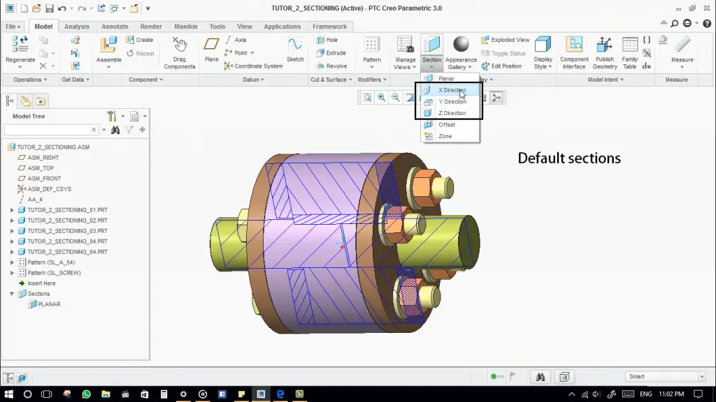 Sections in CreoOffset, Zone Sections, Full(Unfold), Full(aligned) in