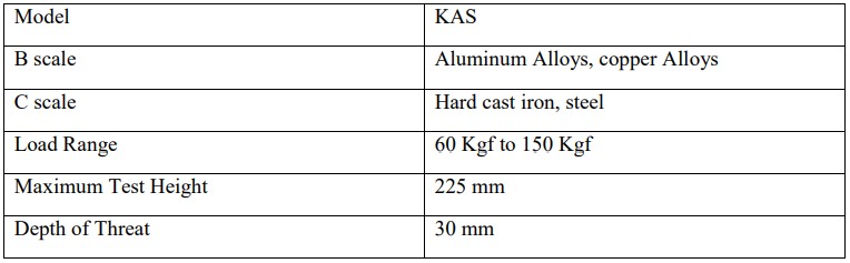 Table 4.7 Specifications of Hardness testing machine