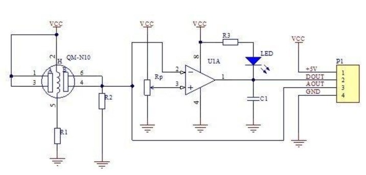 Schematic Diagram of MQ2 Smoke Sensor