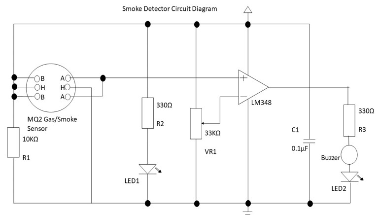 Figure: 1.8 Smoke Detector Circuit Diagram