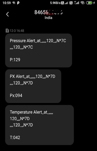 Figure 3. Result from Sms Alert for Remote Patient Monitoring System