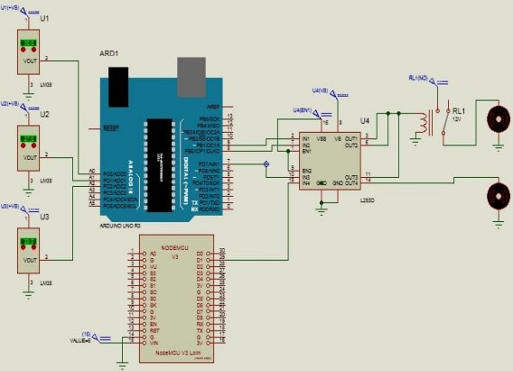 IoT based Firefighting System Circuit Diagram