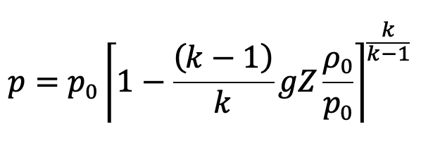 pressure formula from adiabatic law