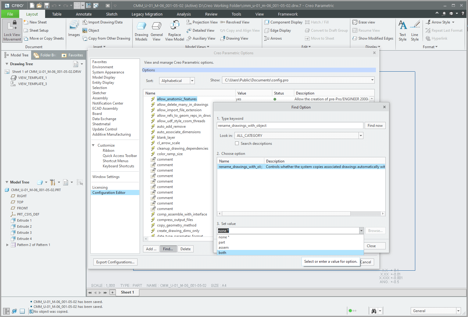 How to replace a model in drawing in Creo 6.0